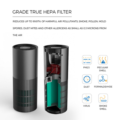 H13 True HEPA Filter เครื่องฟอกอากาศตั้งโต๊ะ แคโทดเย็นแสงอัลตราไวโอเลต