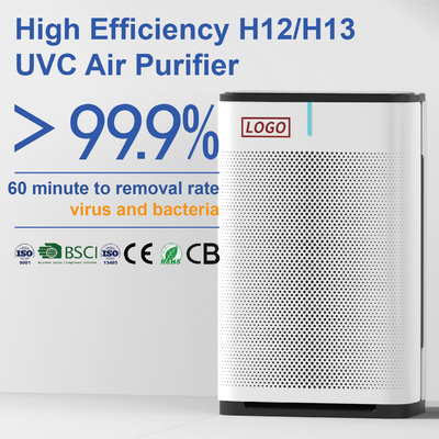 H13 HEPA Filter UV Air Sterilizer เครื่องฟอกอากาศตั้งโต๊ะสำหรับ Office